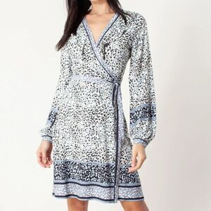 Hale Bob Violet Wrap Dress Belted V Neck Long Sleeve Small NWT New With Tag